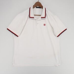 G/FORE Polo‎ Shirt Mens XL White Red Navy Trim Short Sleeve Golf